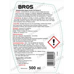 BROS Hunde- und Katzenabwehr 500 ml – Deutsches Etikett und Gebrauchsanweisung