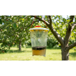 Fliegenfalle im Obstgarten zur Bekämpfung von Fliegen und Insekten