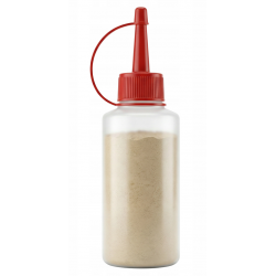 Praktische Dosierflasche für präzises Auftragen des Pulvers